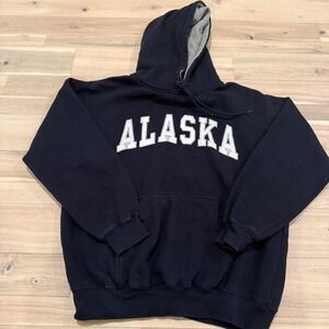 Vintage Navy blue Alaska hoodie with white lettering Size S #alaska #americana